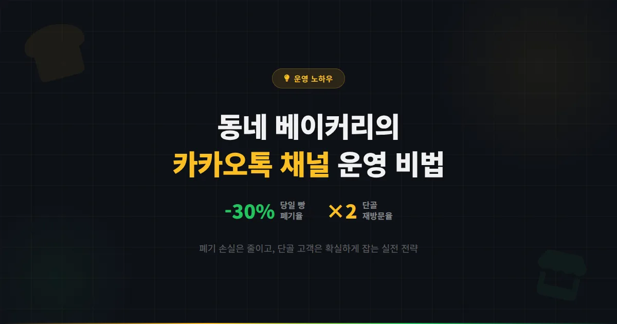 동네 베이커리 사장님이 카카오톡 채널 하나로 당일 빵 폐기율은 30% 줄이고 단골 재방문율은 2배 높인 실전 운영 비법 5가지