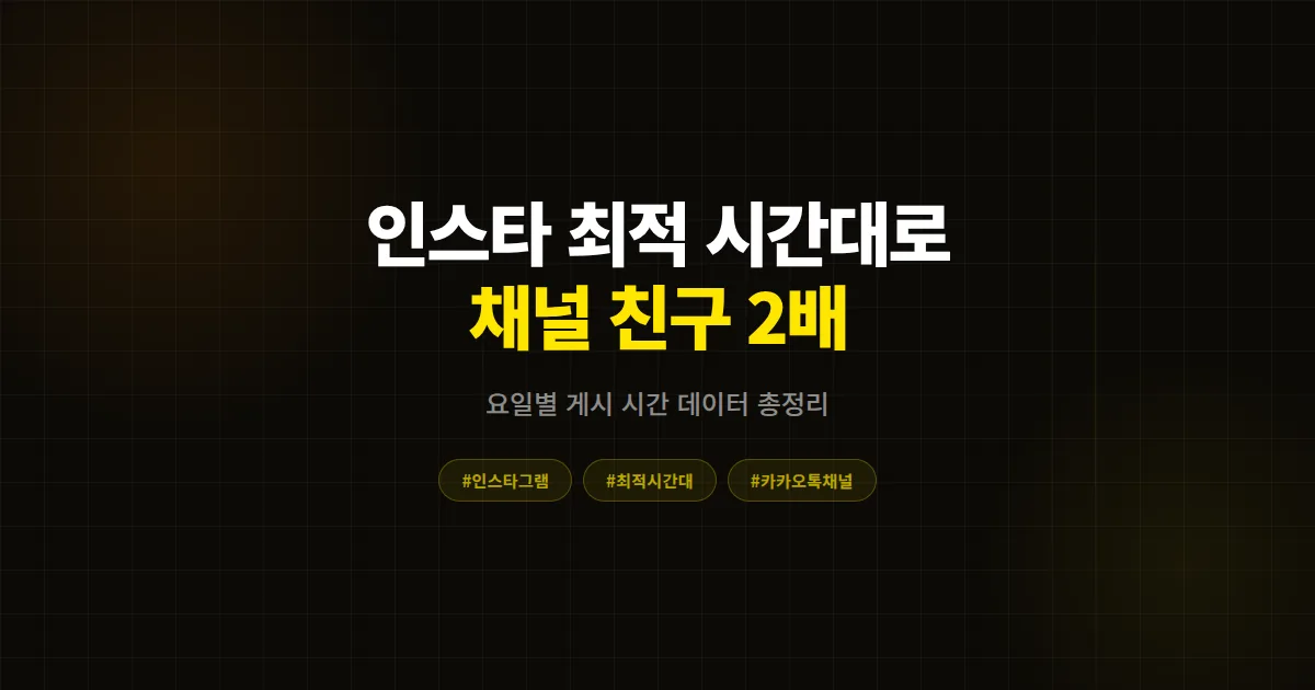 인스타그램 게시물 최적 시간대 완벽 분석, 카카오톡 채널 친구 유입 2배 만드는 요일별 발행 전략