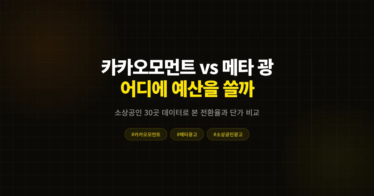 카카오모먼트 vs 메타 광고 완벽 비교, 소상공인 30곳 데이터로 본 전환율과 단가 차이 실전 가이드