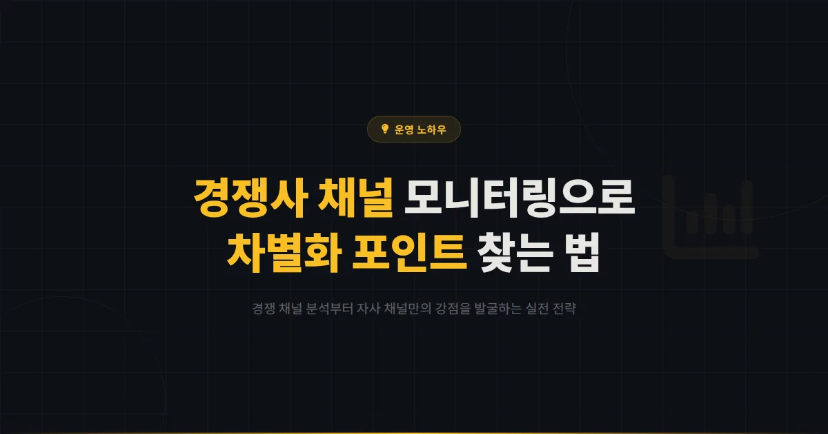 카카오톡 채널 경쟁사 모니터링 전략 - 채널 운영 현황 파악부터 차별화 포인트 발굴까지 실전 분석법