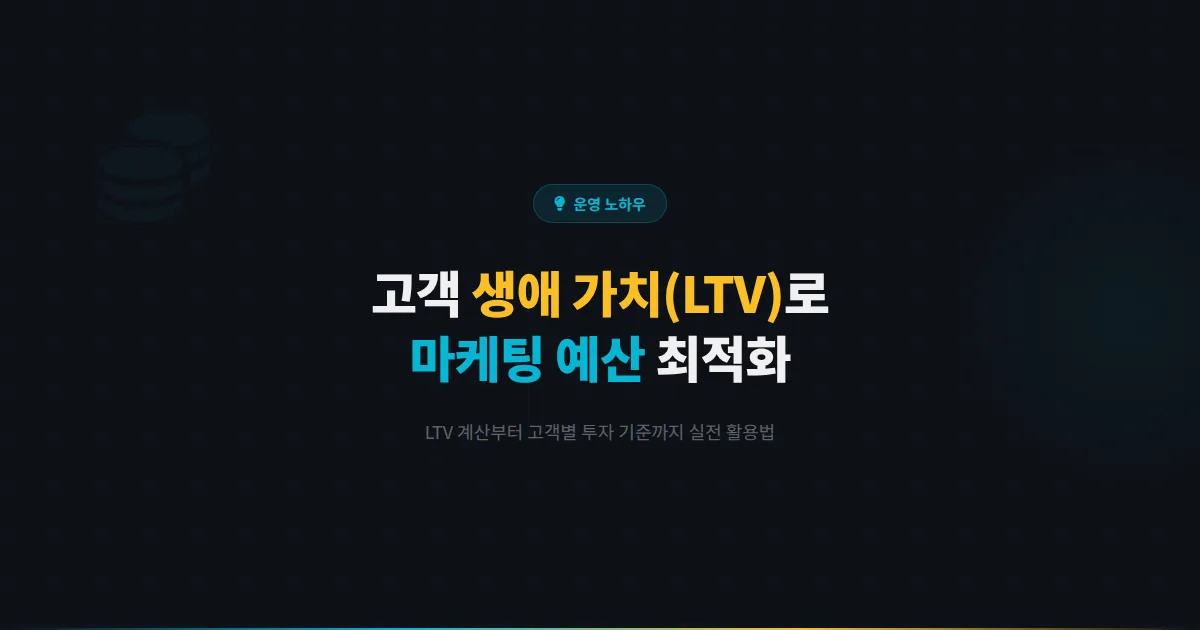 카카오톡 채널 고객 생애 가치 계산과 활용 전략 - LTV를 기반으로 마케팅 예산을 최적화하는 실전 방법