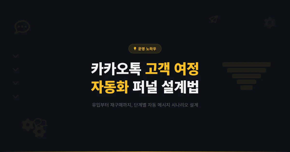 카카오톡 채널 고객 여정 자동화 가이드 - 첫 방문부터 충성 고객까지 자동으로 이어지는 마케팅 퍼널 설계법
