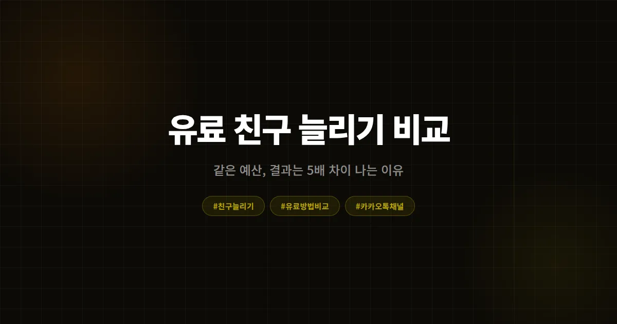 카카오톡 채널 친구 늘리기 유료 방법 비교, 같은 예산인데 결과가 5배 차이 난 이유