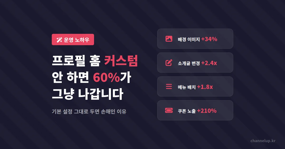 카카오톡 채널 프로필 홈 커스텀 가이드, 기본 설정 그대로 두면 손해인 이유 5가지