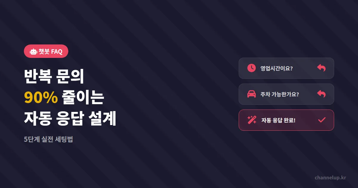 카카오톡 챗봇 FAQ 자동 응답 설계, 반복 문의 90% 줄이는 5단계 세팅법