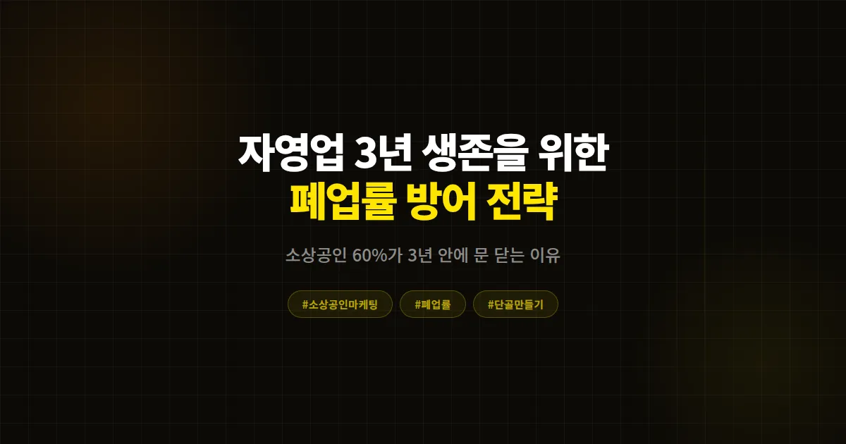 폐업률 낮추는 마케팅 전략 완벽 가이드, 3년 안에 문 닫는 매장이 놓친 실전 운영법