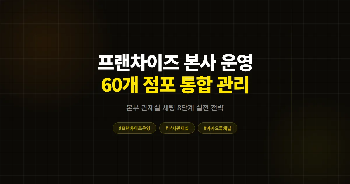 프랜차이즈 카카오톡 채널 본사 운영 완벽 가이드, 본부 관제실에서 60개 점포 통합 관리하는 8단계 실전 전략
