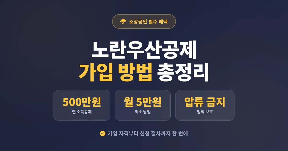 노란우산공제 가입 방법 총정리, 소상공인 소득공제부터 신청 절차까지 완벽 정리