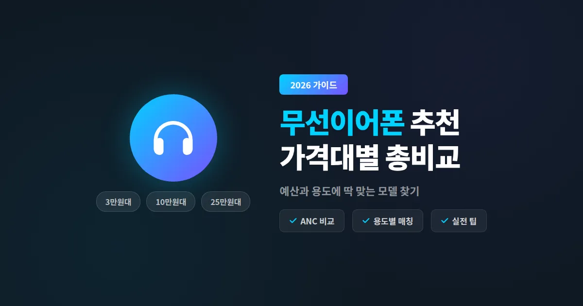 무선이어폰 추천 2026, 가격대별 용도별 실속 모델 비교 정리