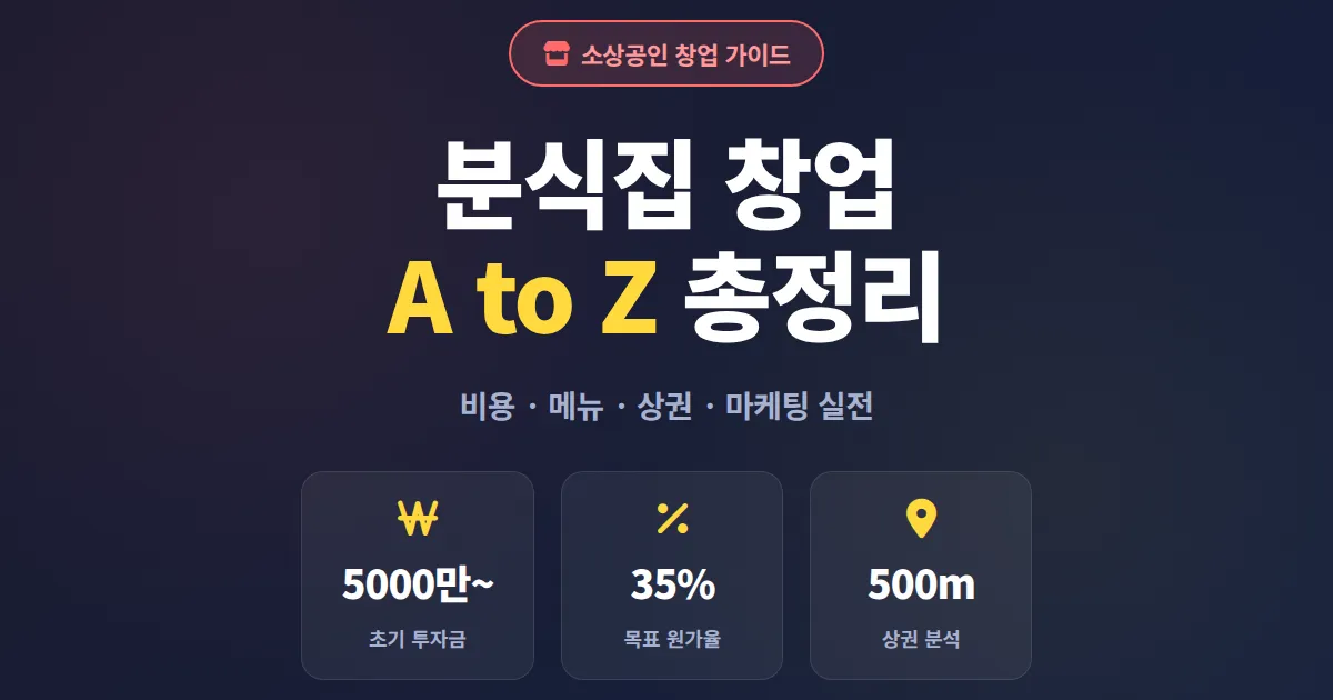 분식집 창업 가이드, 초기 비용부터 메뉴 구성까지 실전 운영 전략 총정리