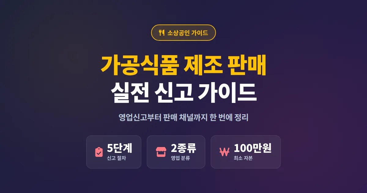 소상공인 가공식품 제조 판매 완벽 가이드, 영업 신고부터 판매 채널까지 실전 정리