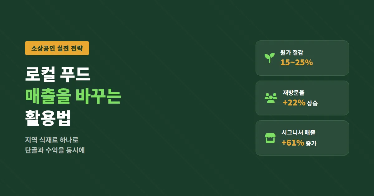 소상공인 로컬 푸드 활용법, 지역 식재료로 매출과 단골을 동시에 잡는 실전 전략