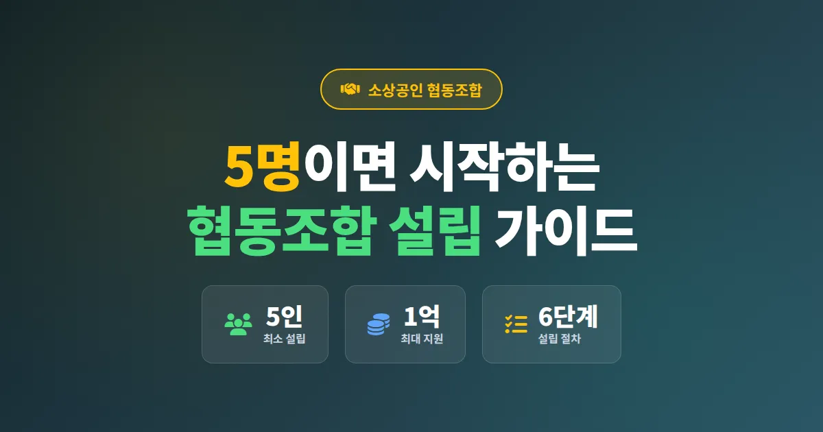 소상공인 협동조합 설립 완벽 가이드, 신청 자격부터 운영까지 실전 절차 총정리