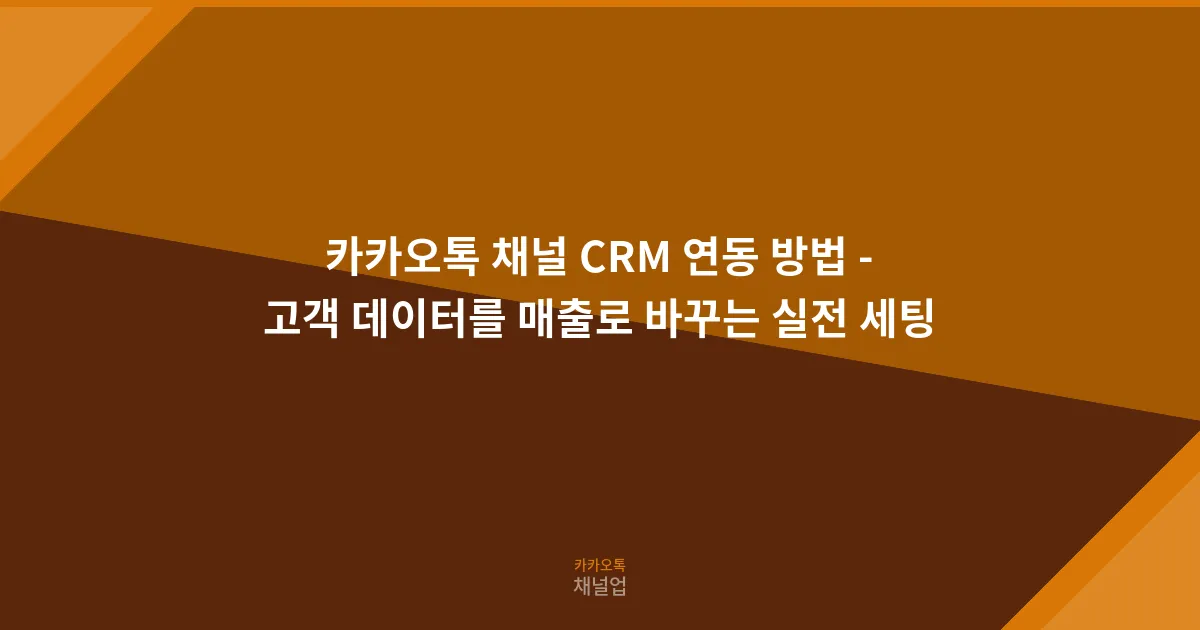 카카오톡 채널 CRM 연동 방법 - 고객 데이터를 매출로 바꾸는 실전 세팅