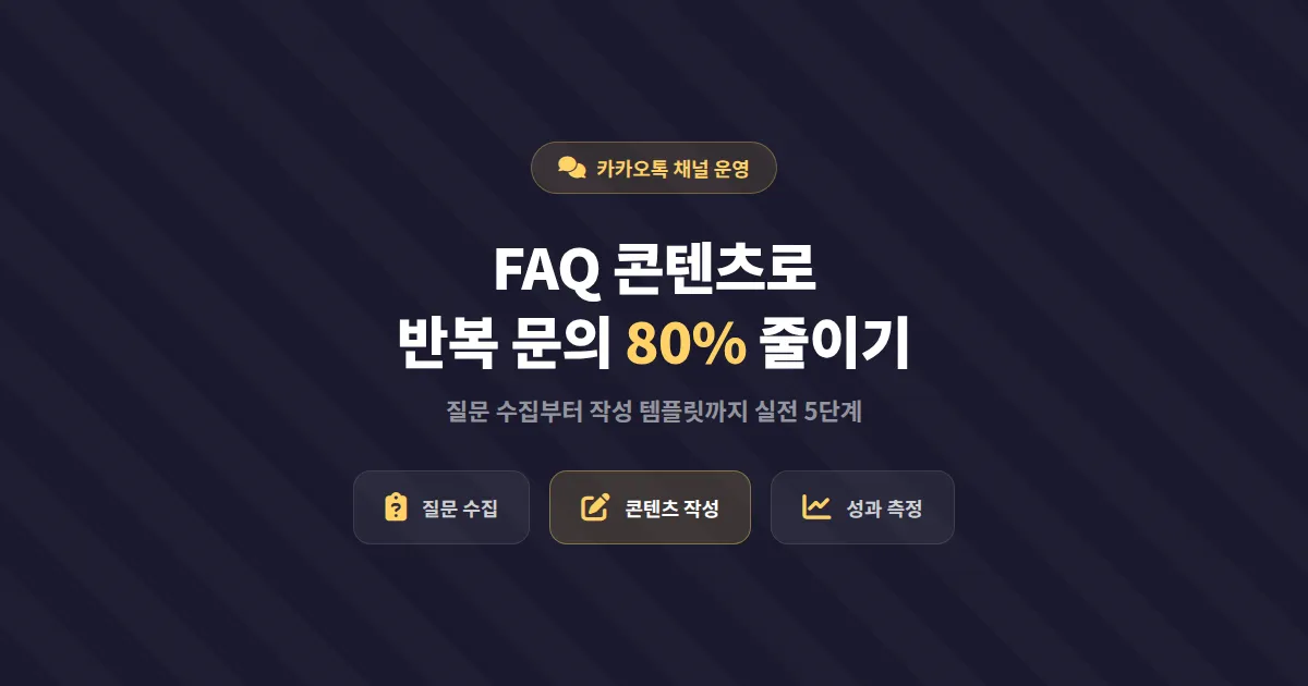 카카오톡 채널 FAQ 콘텐츠 작성법, 반복 문의 80% 줄이는 실전 5단계