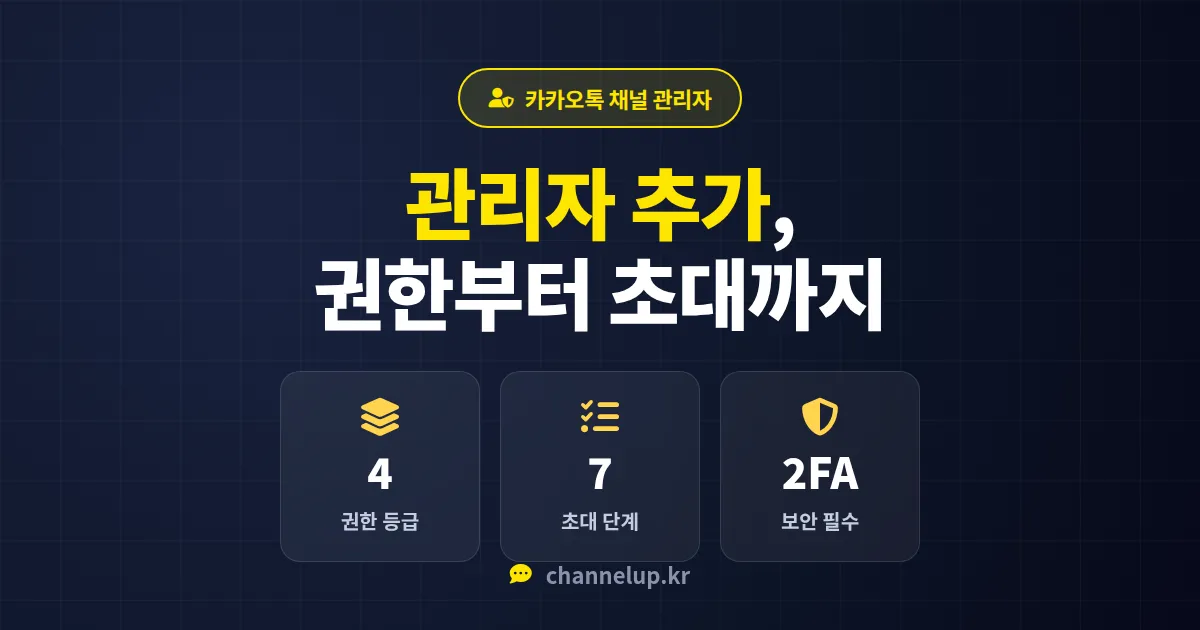 카카오톡 채널 관리자 추가 방법, 권한 설정부터 초대 절차까지 실전 가이드