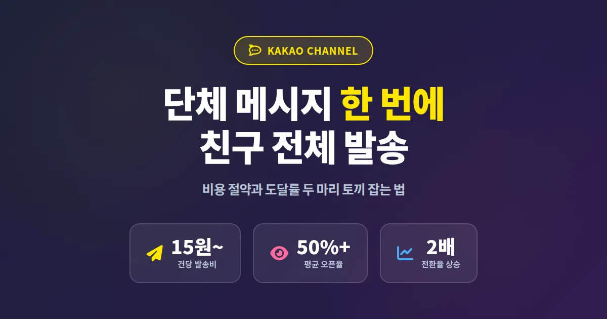 카카오톡 채널 단체 메시지 보내기 완벽 가이드, 발송 비용부터 도달률까지 실전 정리