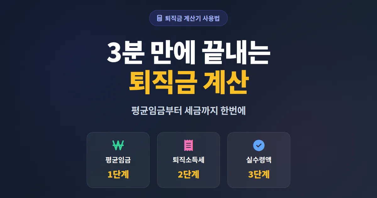 퇴직금 계산기 사용법 완벽 가이드, 평균임금부터 퇴직소득세까지 한번에 확인하는 실전 정리